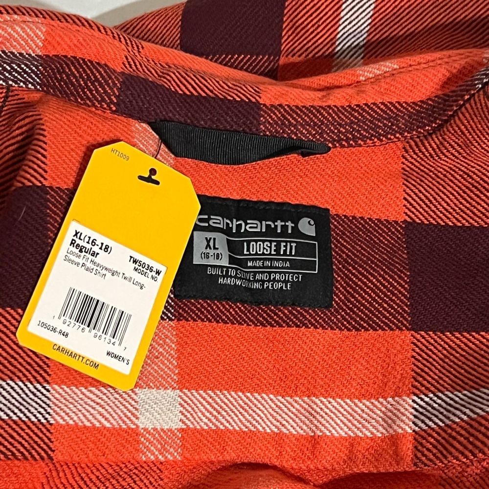 Carhartt Women's Rugged Flex Loose Fit Heavyweight Twill Flannel Plaid XL TW5036 - Picture 4 of 4
